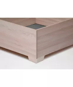 Letto singolo "hi box" olmo naturale con rete, contenitore e piedini 90x190 cm